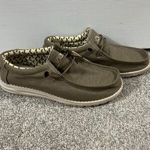 Men’s brown/taupe Hey Dude slip on shoes